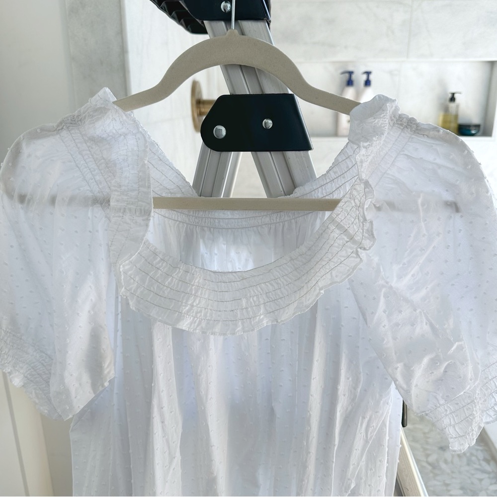 Hill House White Off-Shoulder Swiss Dot Maxi Dress - Picture 4 of 5